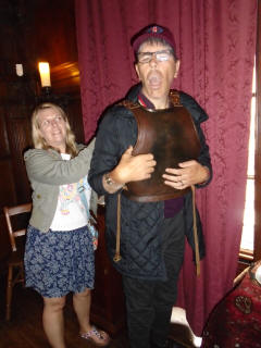 trying on the armour