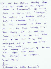 Letter from Fred Bellis