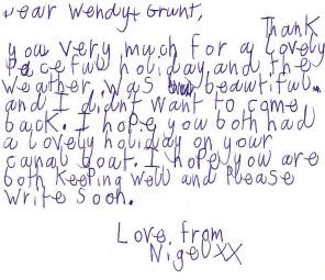 Letter from Nigel